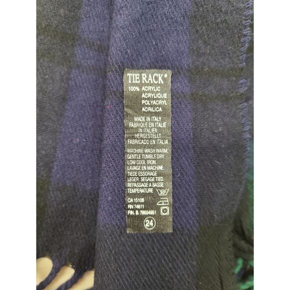 Tie Rack Black Watch Tartan Scottish Plaid Scarf Made in Italy Fringe - Picture 4 of 4